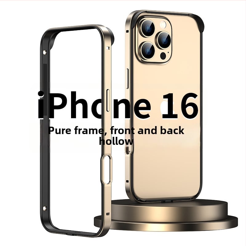 iPhone 17-hez készített fém keretes tok üres hátlap nélkül | Négy sarok ütésvédelme | Könnyű és vékony kialakítás | Anyag: fém, Meleg préselt kivitelezés
