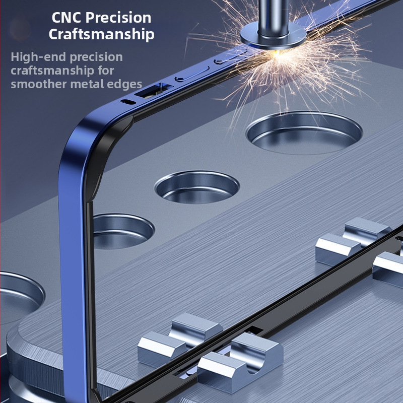 iPhone 17-hez készített fém keretes tok üres hátlap nélkül | Négy sarok ütésvédelme | Könnyű és vékony kialakítás | Anyag: fém, Meleg préselt kivitelezés