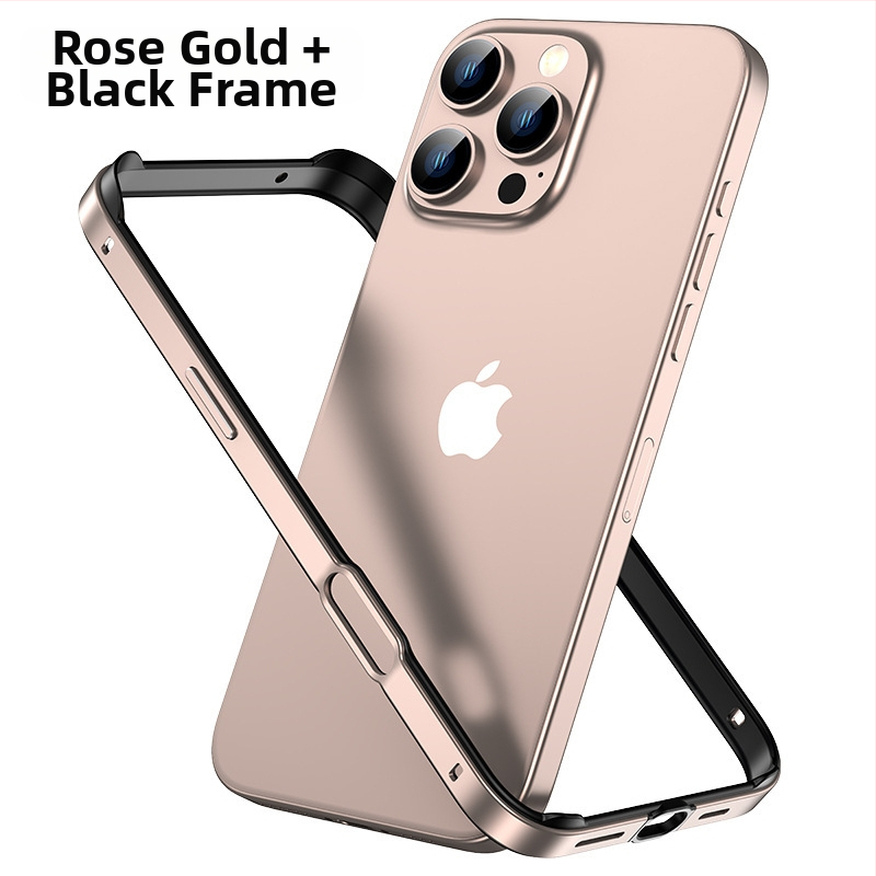 iPhone 17-hez készített fém keretes tok üres hátlap nélkül | Négy sarok ütésvédelme | Könnyű és vékony kialakítás | Anyag: fém, Meleg préselt kivitelezés