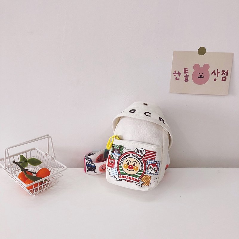 Rucsac pentru copii din pânză, imprimeu graffiti, model crossbody tridimensional, închidere cu fermoar, material moale