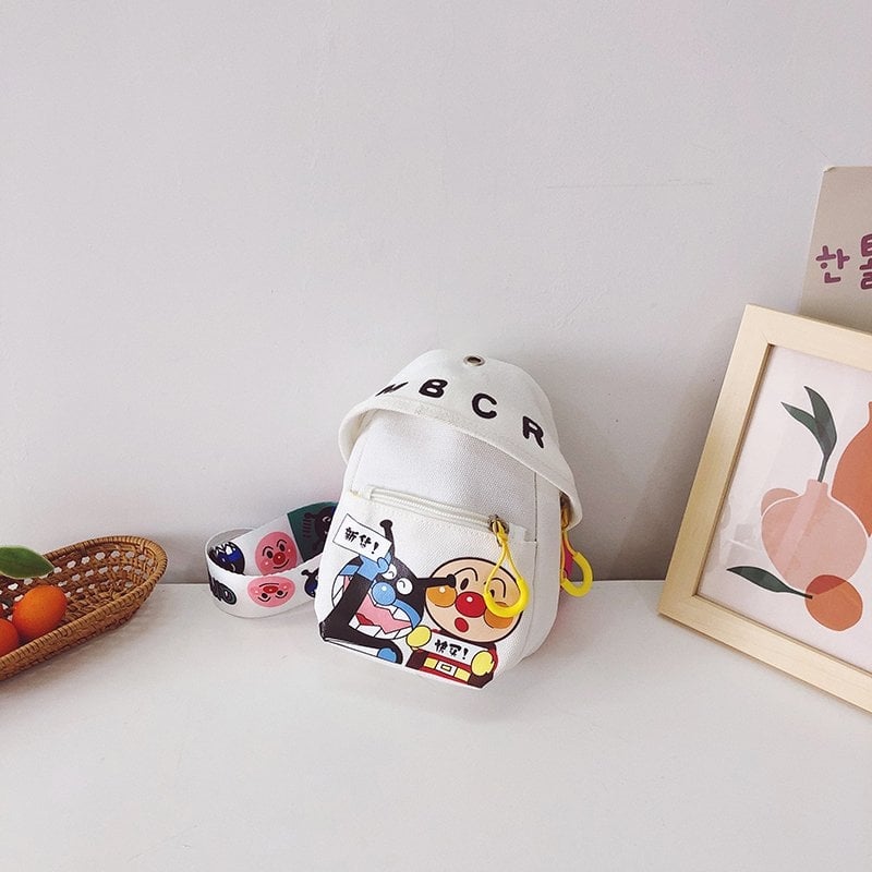 Rucsac pentru copii din pânză, imprimeu graffiti, model crossbody tridimensional, închidere cu fermoar, material moale