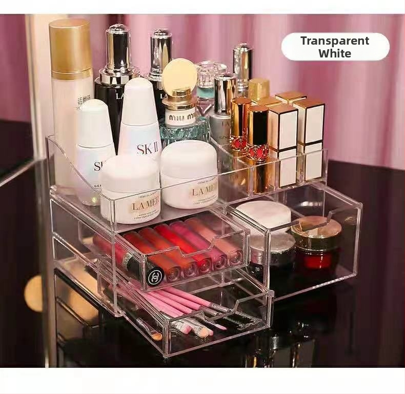 Преносима кутия за козметика за съхранение с голям капацитет, ABS материал, капак с отваряне, прахоустойна, с разширителен слой