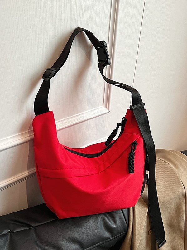 Női Oxford anyagú oldaltáska, alak dumpling, dumpling buns stílus, cipzáras zárás, márka nélküli