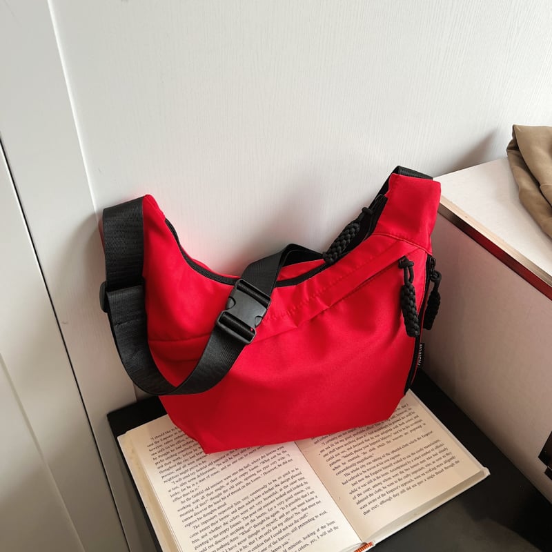 Női Oxford anyagú oldaltáska, alak dumpling, dumpling buns stílus, cipzáras zárás, márka nélküli