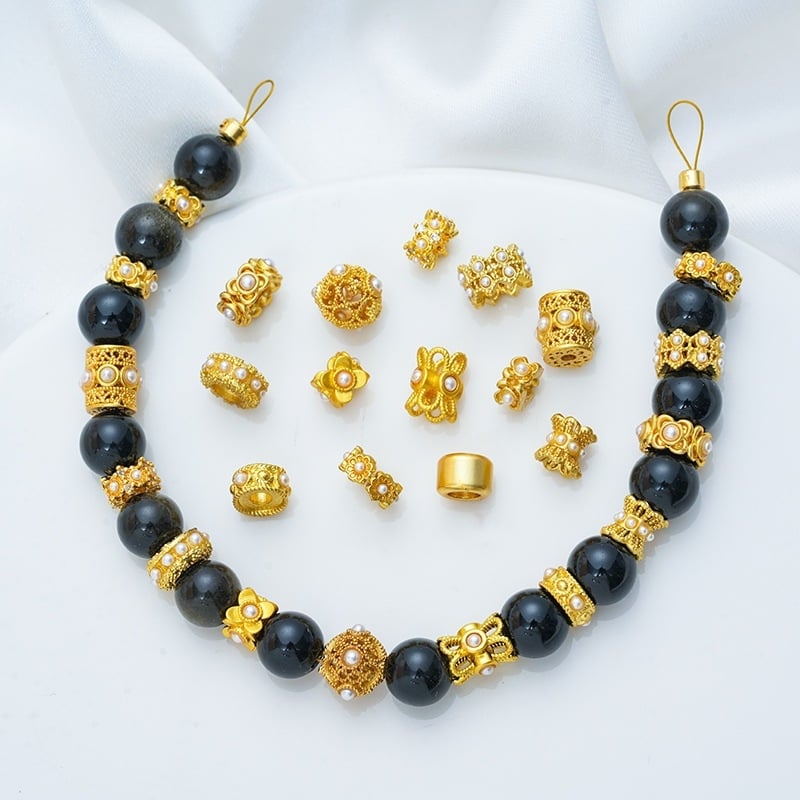 Σετ DIY χαντρών: μεταλλικές χάντρες με επίχρωση για κατασκευή βραχιολιών και κολιέ, καθολικό μοντέλο