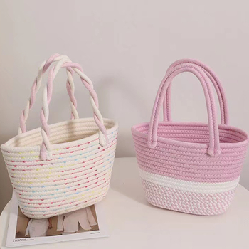 Ručna tkana pamuk tote torba, stil Cloud Bag, otvoreni vrh, oblik školjke, dvostruka naramenica, Sunny Day, proljeće 2024