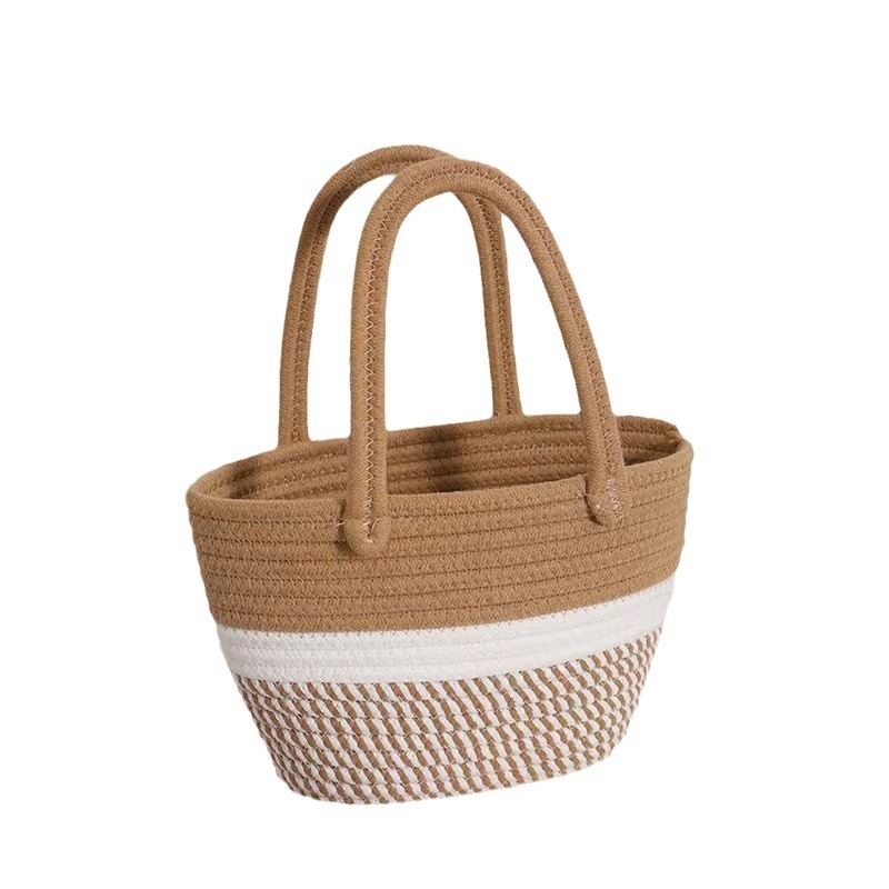 Ručna tkana pamuk tote torba, stil Cloud Bag, otvoreni vrh, oblik školjke, dvostruka naramenica, Sunny Day, proljeće 2024