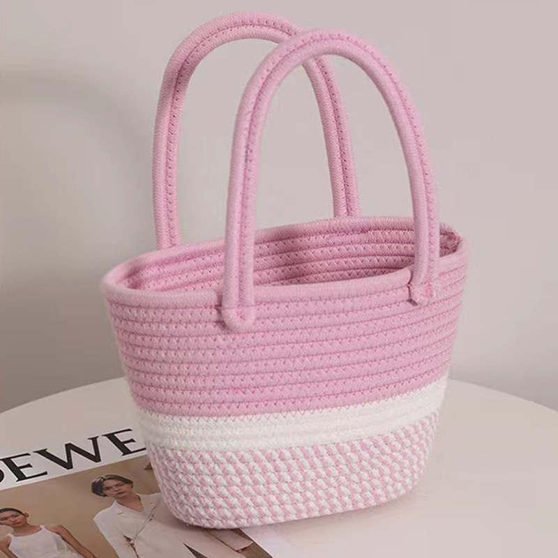 Ručna tkana pamuk tote torba, stil Cloud Bag, otvoreni vrh, oblik školjke, dvostruka naramenica, Sunny Day, proljeće 2024