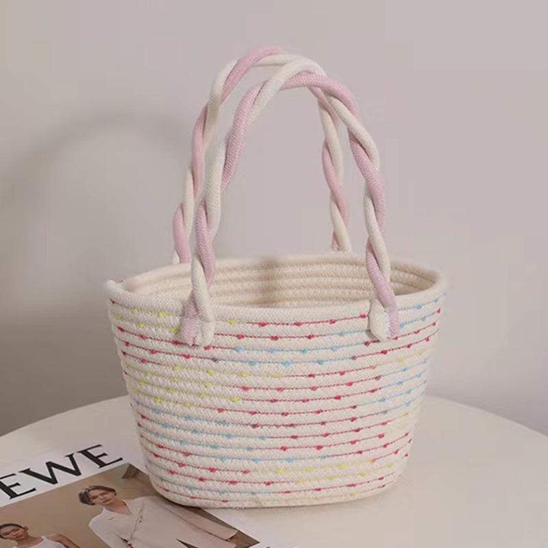 Ručna tkana pamuk tote torba, stil Cloud Bag, otvoreni vrh, oblik školjke, dvostruka naramenica, Sunny Day, proljeće 2024