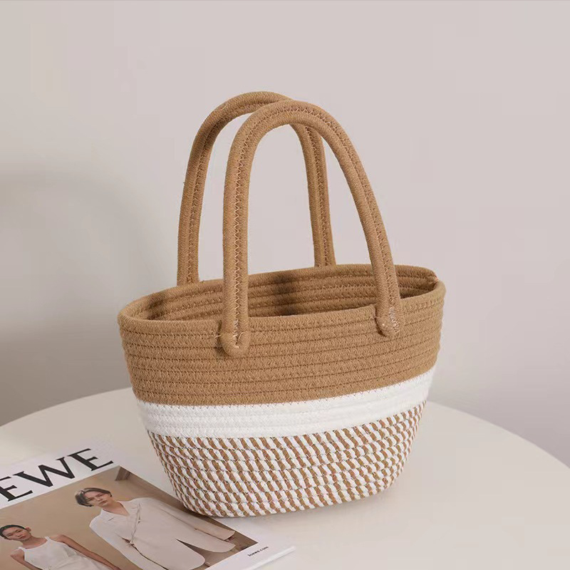 Ručna tkana pamuk tote torba, stil Cloud Bag, otvoreni vrh, oblik školjke, dvostruka naramenica, Sunny Day, proljeće 2024