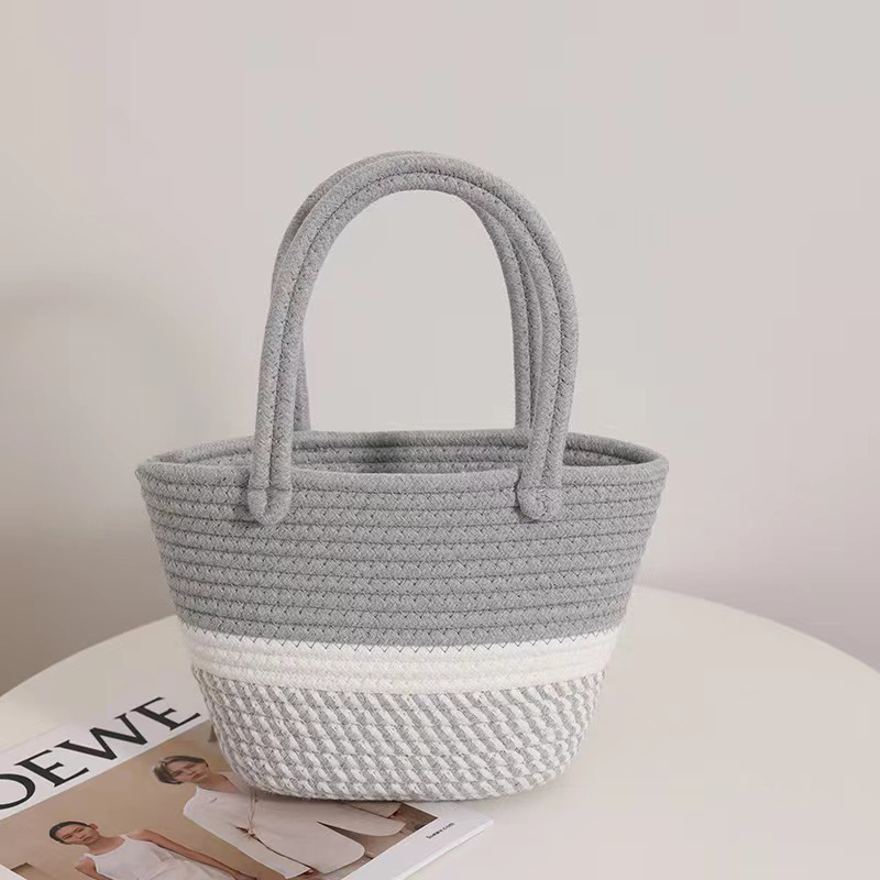 Ručna tkana pamuk tote torba, stil Cloud Bag, otvoreni vrh, oblik školjke, dvostruka naramenica, Sunny Day, proljeće 2024