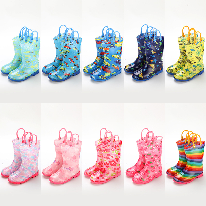 Cizme de ploaie pentru copii, unisex, partea superioară din PVC, gambă înaltă, toc mic 1–3 cm, stil coreean, marca Chasing Stars Foot