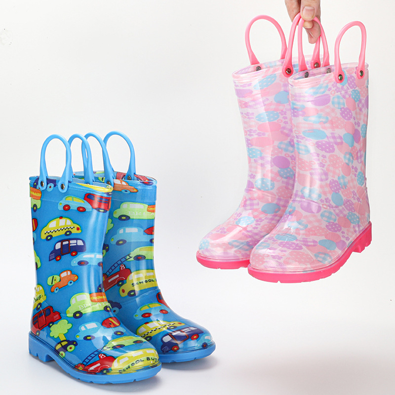 Cizme de ploaie pentru copii, unisex, partea superioară din PVC, gambă înaltă, toc mic 1–3 cm, stil coreean, marca Chasing Stars Foot