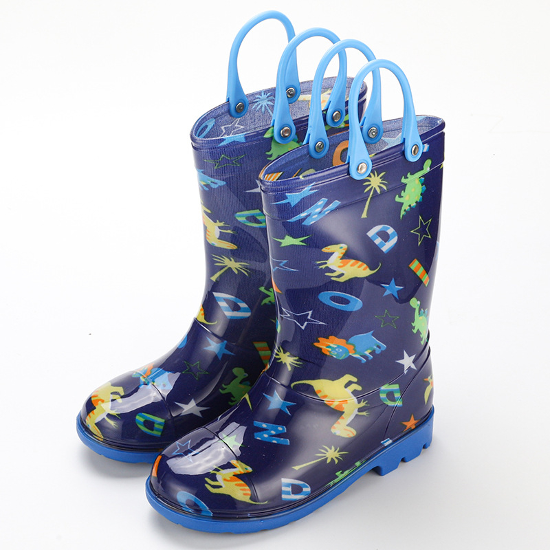 Cizme de ploaie pentru copii, unisex, partea superioară din PVC, gambă înaltă, toc mic 1–3 cm, stil coreean, marca Chasing Stars Foot