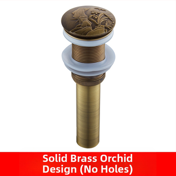 Antický odtok do umývadla z čistej meďe s vyrezávaným vzorom a pop-up mechanizmom