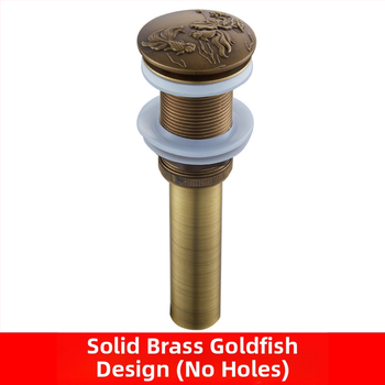 Antický odtok do umývadla z čistej meďe s vyrezávaným vzorom a pop-up mechanizmom