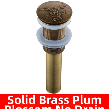 Antický odtok do umývadla z čistej meďe s vyrezávaným vzorom a pop-up mechanizmom