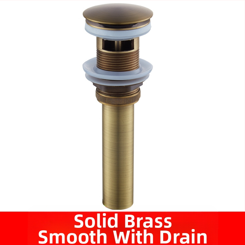 Antický odtok do umývadla z čistej meďe s vyrezávaným vzorom a pop-up mechanizmom