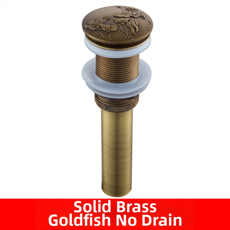 Antický odtok do umývadla z čistej meďe s vyrezávaným vzorom a pop-up mechanizmom