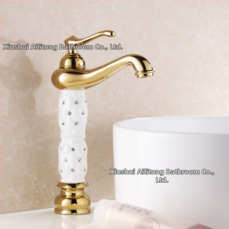 Meďový umývadlový mixér SE-6411, keramický diskový ventil, horúca/studená voda, 0–90°C, 1/2" vstup