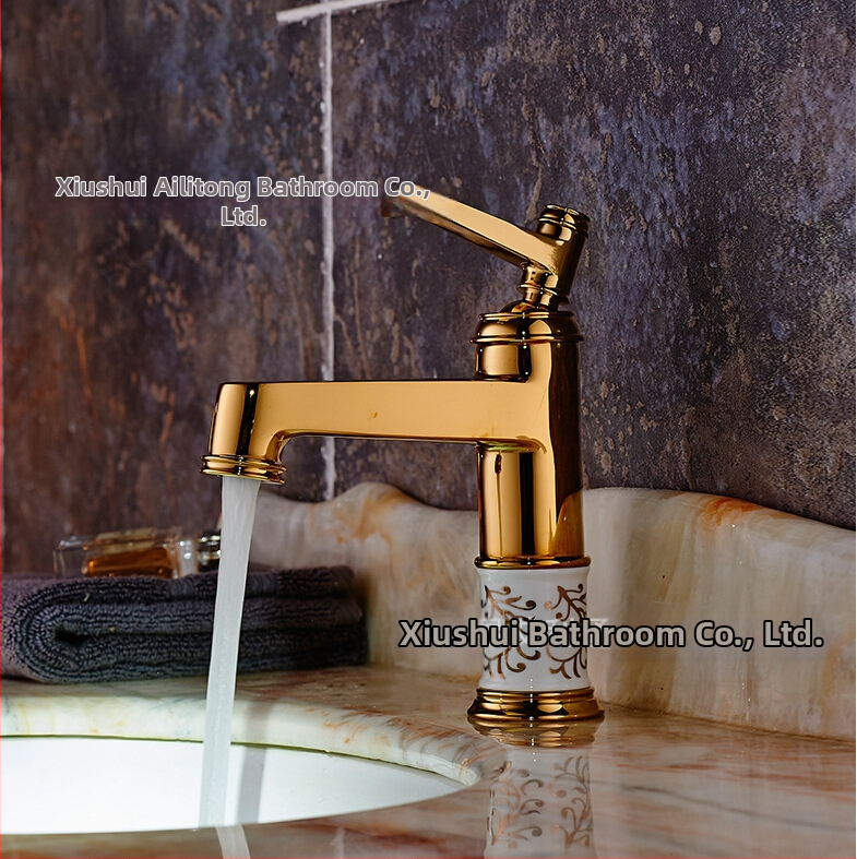 Meďový umývadlový mixér SE-6411, keramický diskový ventil, horúca/studená voda, 0–90°C, 1/2" vstup