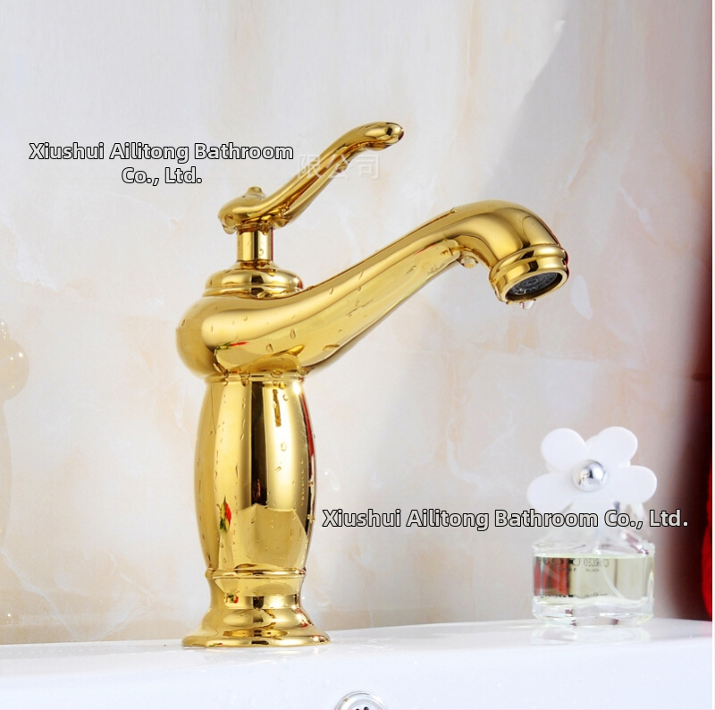 Meďový umývadlový mixér SE-6411, keramický diskový ventil, horúca/studená voda, 0–90°C, 1/2" vstup