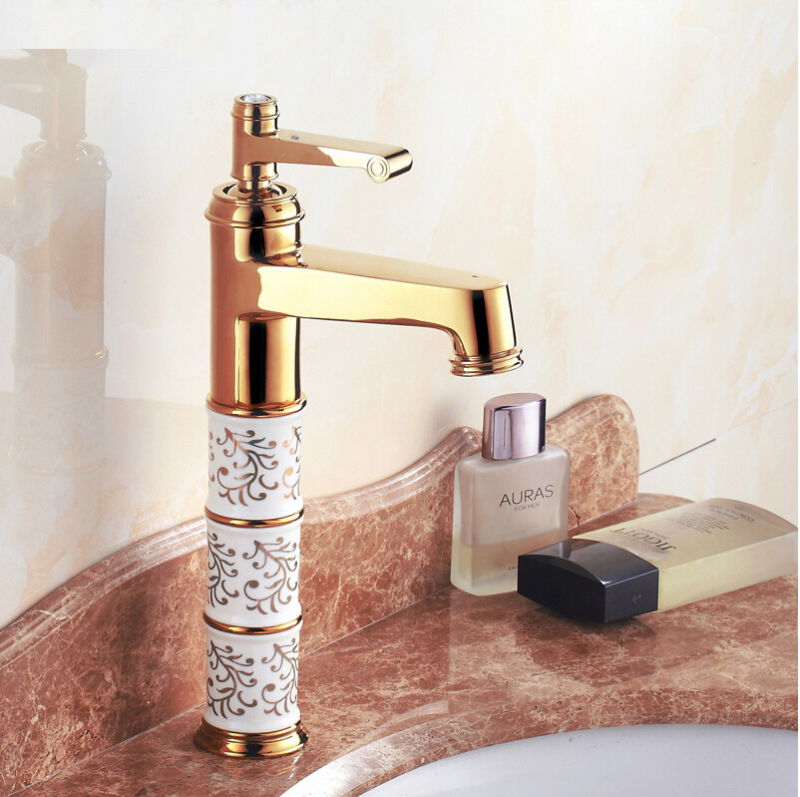 Meďový umývadlový mixér SE-6411, keramický diskový ventil, horúca/studená voda, 0–90°C, 1/2" vstup