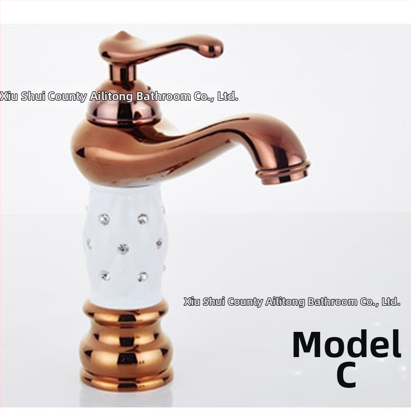 Meďový umývadlový mixér SE-6411, keramický diskový ventil, horúca/studená voda, 0–90°C, 1/2" vstup