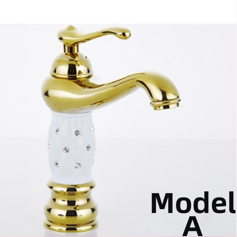 Meďový umývadlový mixér SE-6411, keramický diskový ventil, horúca/studená voda, 0–90°C, 1/2" vstup