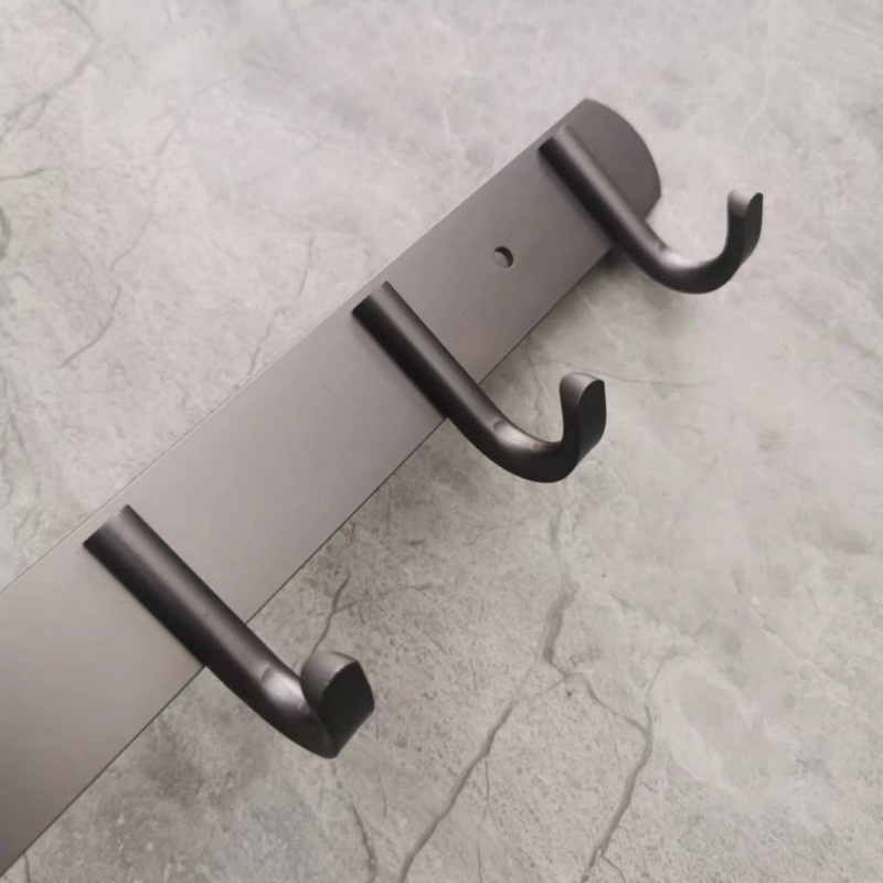 Držač za ručnike za kupaonicu bez bušenja, aluminij, gun-ash završna obrada, skup 5 komada, novi kineski stil