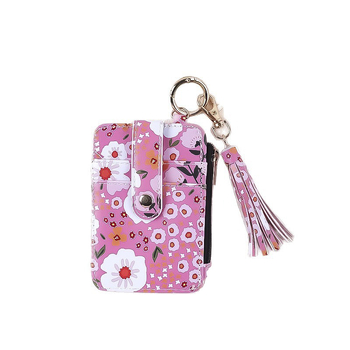 Kártyatartó – virágmintás, szilikon, több kártyahely, összecsukható, uniszex, PU bélés