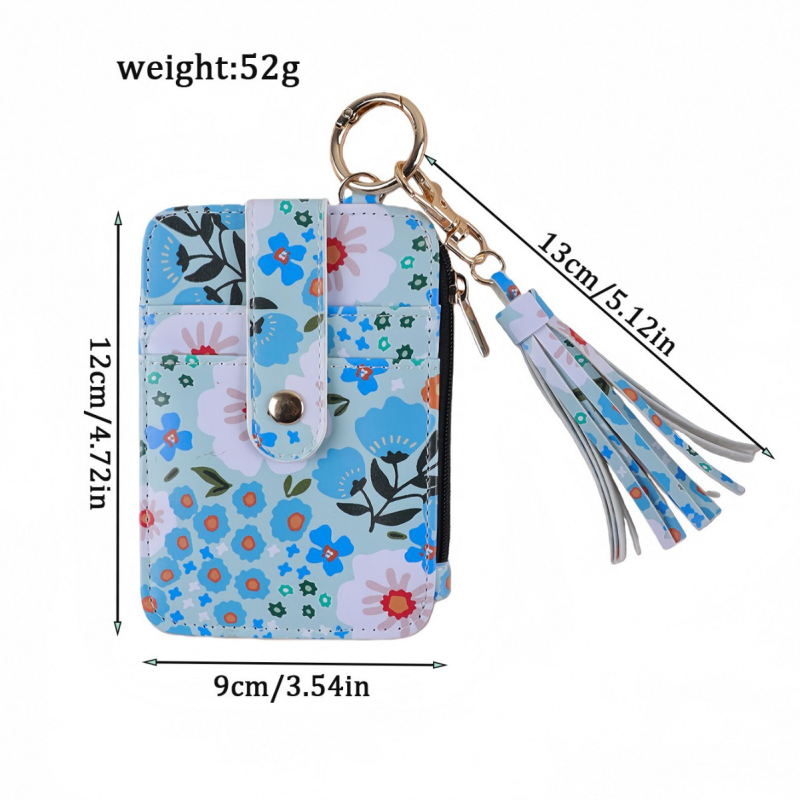 Kártyatartó – virágmintás, szilikon, több kártyahely, összecsukható, uniszex, PU bélés
