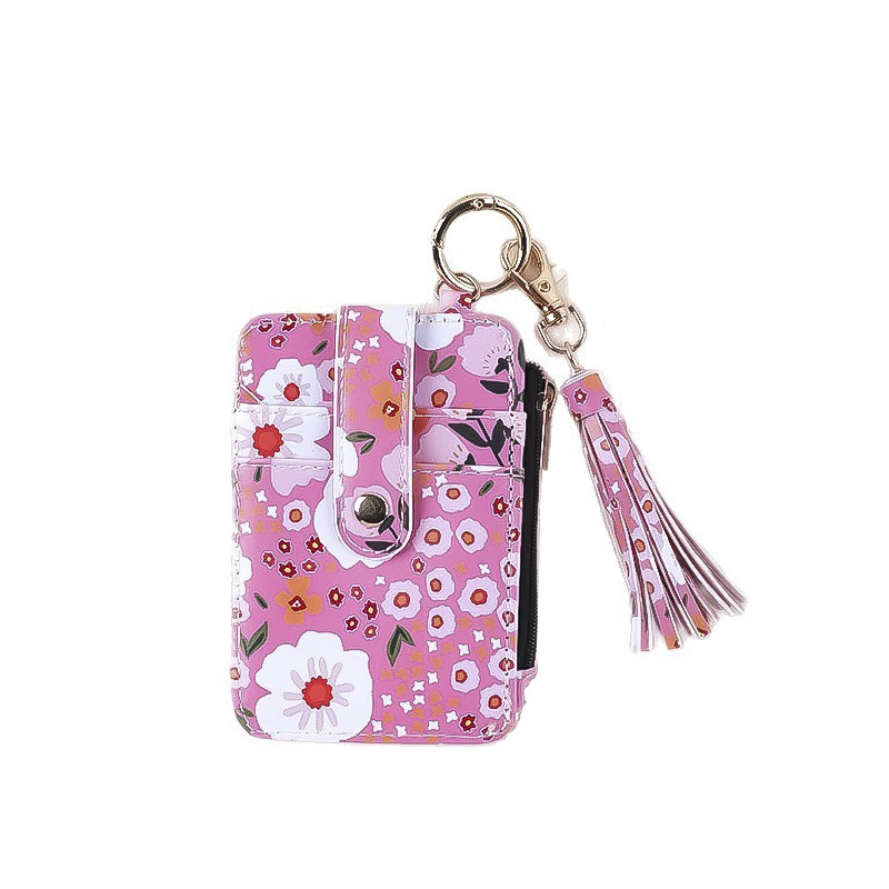 Kártyatartó – virágmintás, szilikon, több kártyahely, összecsukható, uniszex, PU bélés
