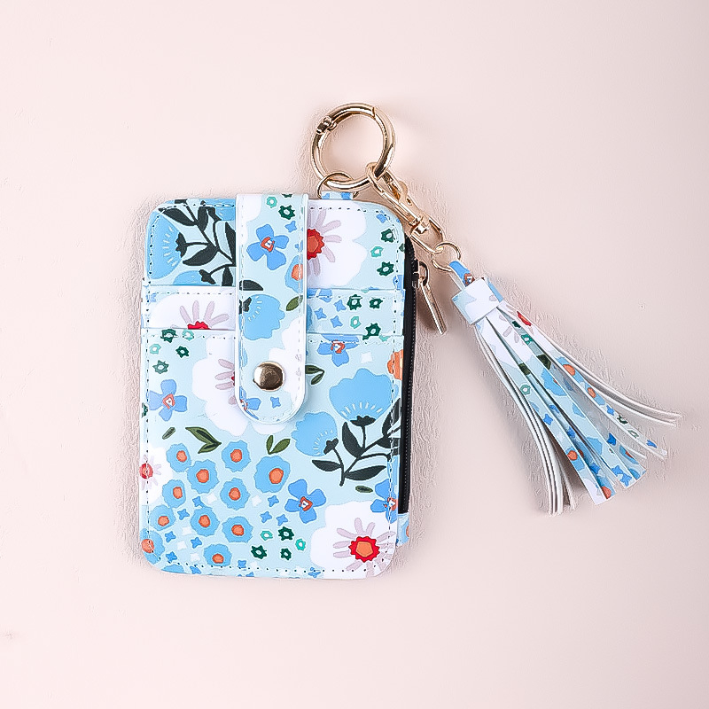 Kártyatartó – virágmintás, szilikon, több kártyahely, összecsukható, uniszex, PU bélés
