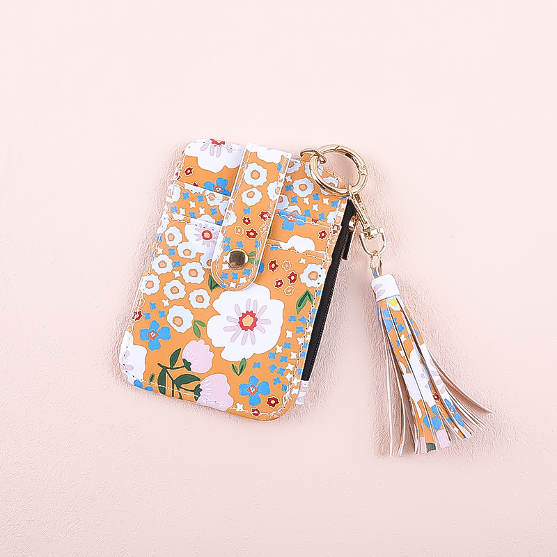 Kártyatartó – virágmintás, szilikon, több kártyahely, összecsukható, uniszex, PU bélés