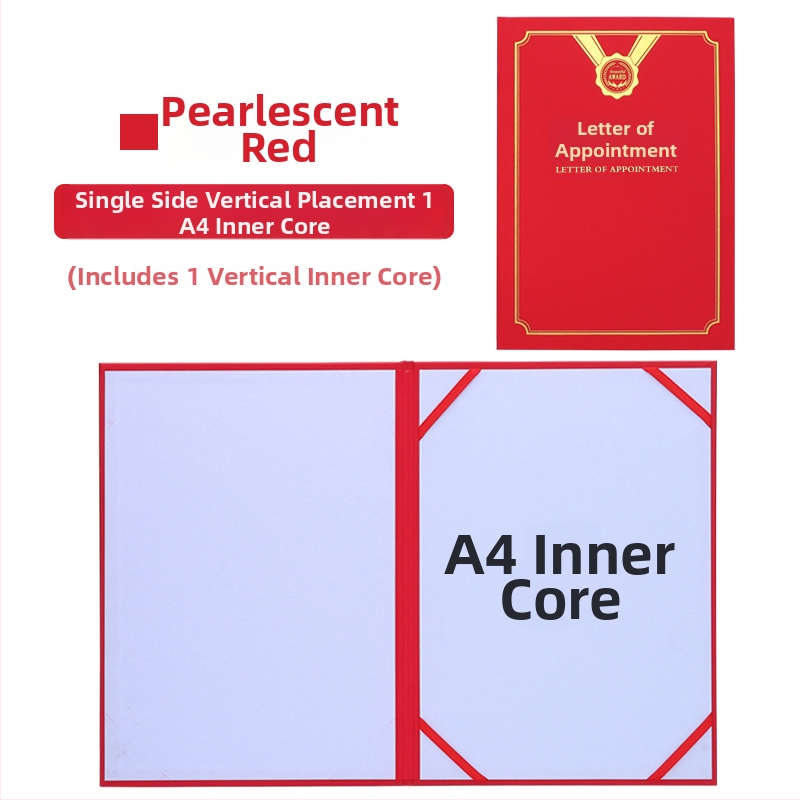Kinevezési levél forró fóliázott borítóval és gyöngyházfényű matt felülettel, papíron. Specifikációk: 12K, 8K, 6K, 5K, 16K. Célzott felhasználók: diákok, tanárok, köztisztviselők, irodai dolgozók és vállalati munkatársak.