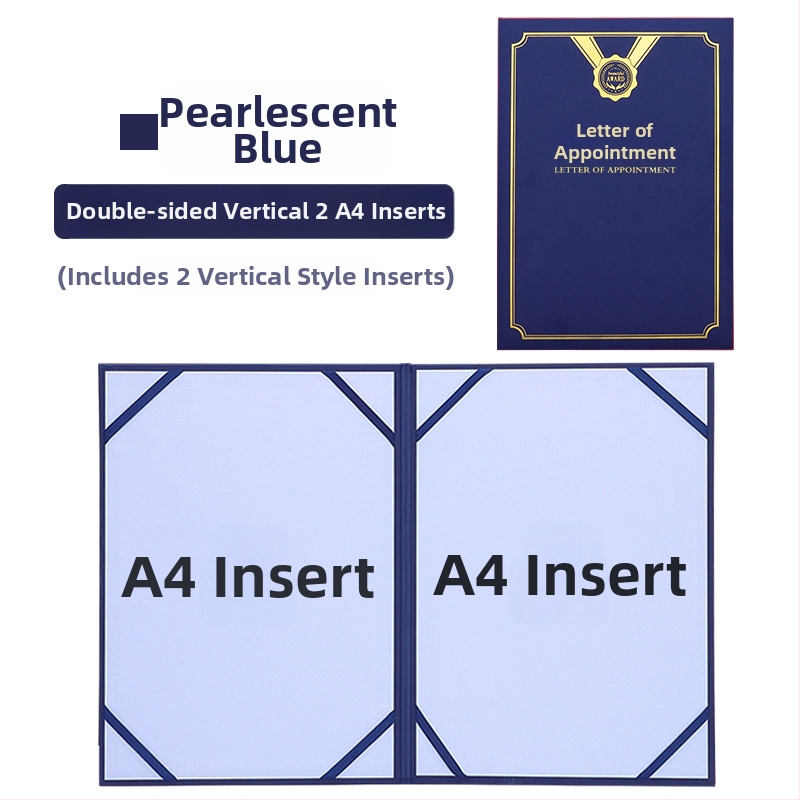 Kinevezési levél forró fóliázott borítóval és gyöngyházfényű matt felülettel, papíron. Specifikációk: 12K, 8K, 6K, 5K, 16K. Célzott felhasználók: diákok, tanárok, köztisztviselők, irodai dolgozók és vállalati munkatársak.