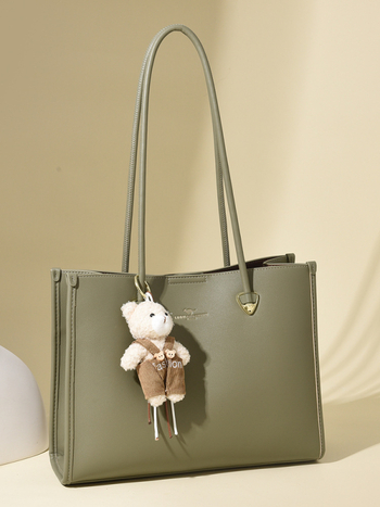 PU bőr tote táska, városi minimalist stílus, vízszintes négyzet alakú forma, cipzáras nyitás, belső cipzáras zseb