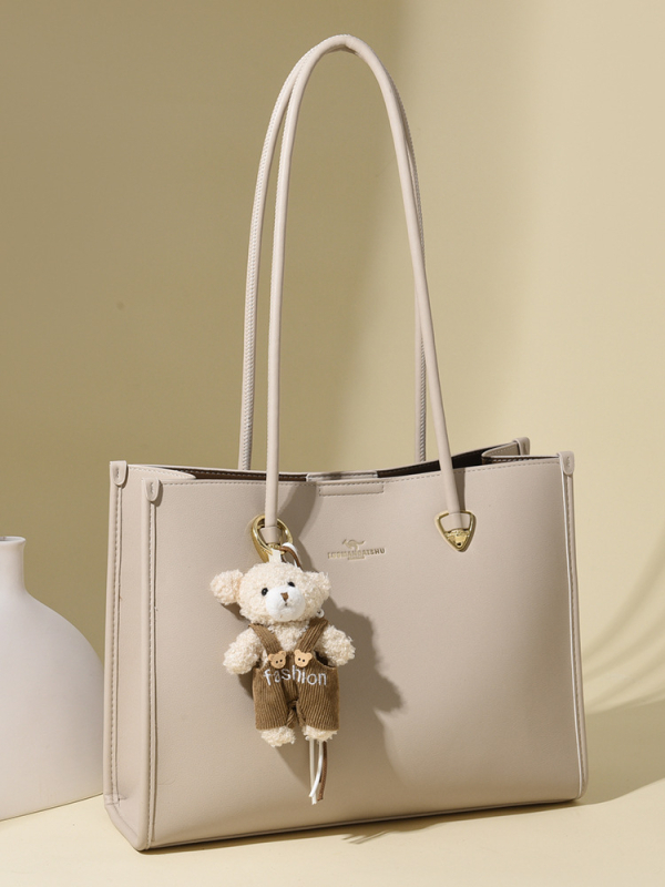 PU bőr tote táska, városi minimalist stílus, vízszintes négyzet alakú forma, cipzáras nyitás, belső cipzáras zseb