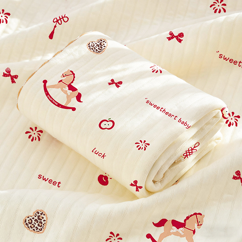 Бебешка памучна обвивка за увиване – Карикатурен принт, 100% памук, за новородени (0–12 месеца), подходяща за пролетно–есенен период