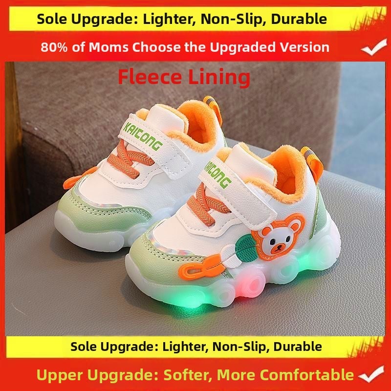 Kisgyermekek részére futócipő rajzfilmszerű mintával, téli, csúszásmentes talp, forgó gombos zárás, műanyag talp