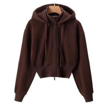 Női téli sportos dzseki kapucnival, levehető állógalléros, hosszú ujjú, pamut‑poliészter keverékből készült