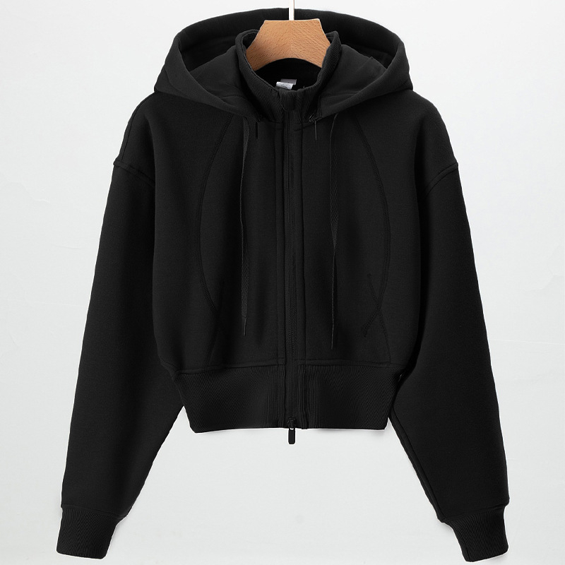 Női téli sportos dzseki kapucnival, levehető állógalléros, hosszú ujjú, pamut‑poliészter keverékből készült