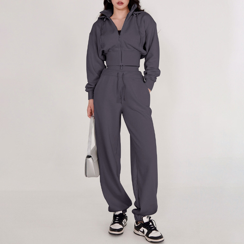 Női téli sportos dzseki kapucnival, levehető állógalléros, hosszú ujjú, pamut‑poliészter keverékből készült