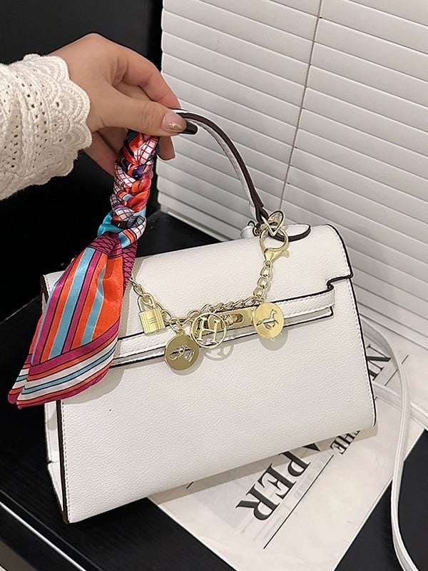 PU táska zárózárral, vízszintes négyszög alakú, belső telefontartó zseb, béleletlen, városi minimalist stílus