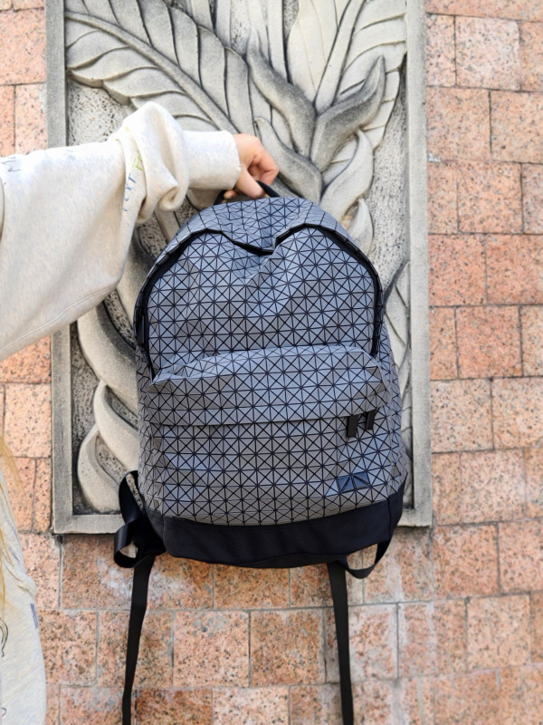 BAOBAO silikónový ruksak, geometrické prešívanie, unisex, vhodný pre 14-palcový notebook, objem do 20 L, mestský minimalistický štýl