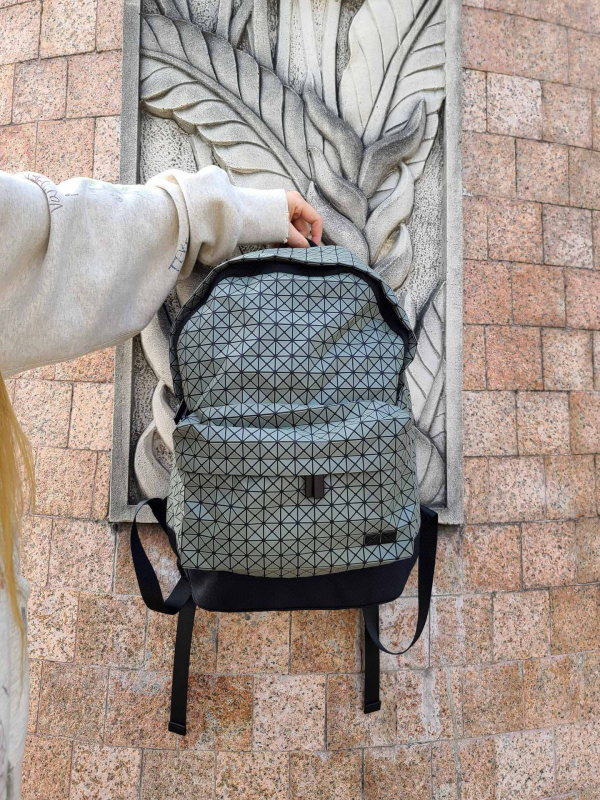 BAOBAO silikónový ruksak, geometrické prešívanie, unisex, vhodný pre 14-palcový notebook, objem do 20 L, mestský minimalistický štýl