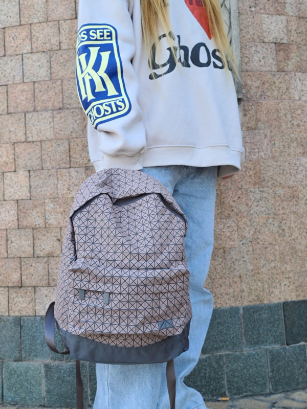 BAOBAO silikónový ruksak, geometrické prešívanie, unisex, vhodný pre 14-palcový notebook, objem do 20 L, mestský minimalistický štýl