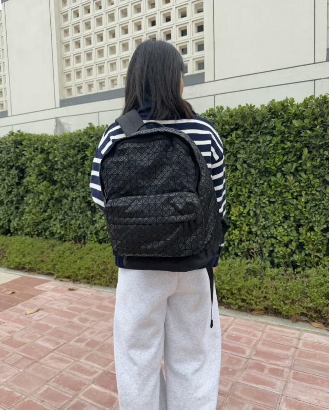 BAOBAO silikónový ruksak, geometrické prešívanie, unisex, vhodný pre 14-palcový notebook, objem do 20 L, mestský minimalistický štýl