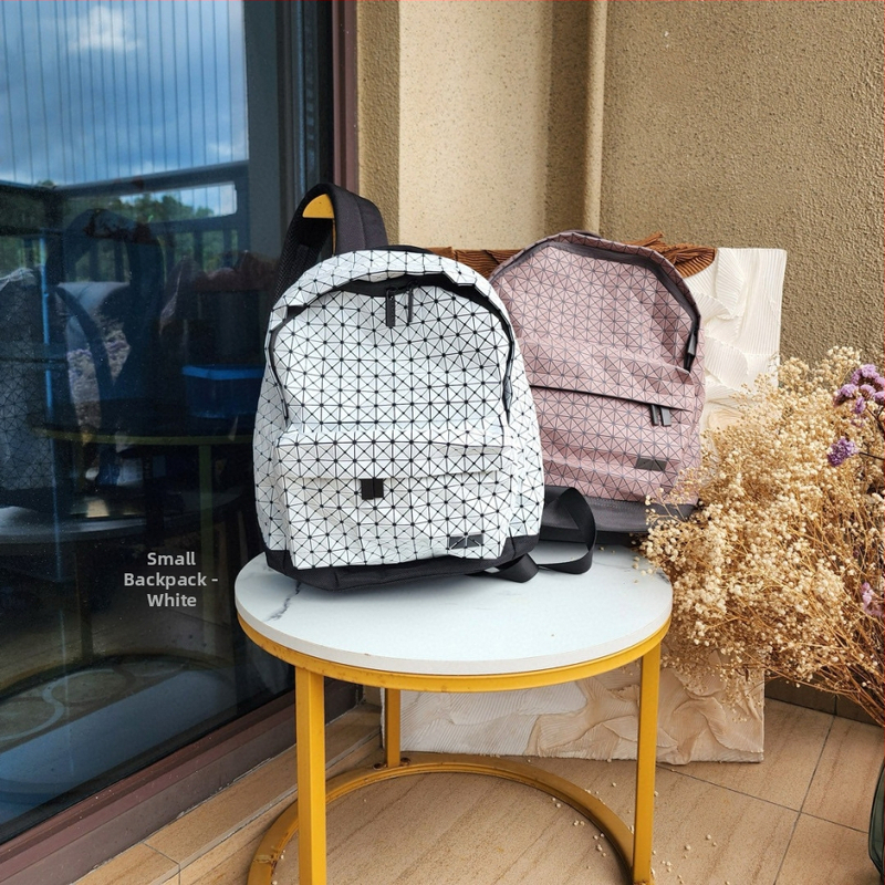 BAOBAO silikónový ruksak, geometrické prešívanie, unisex, vhodný pre 14-palcový notebook, objem do 20 L, mestský minimalistický štýl